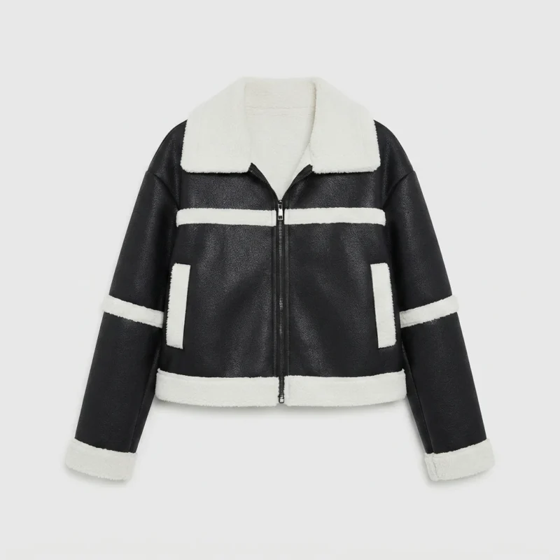 Women’s Black Shearling Jacket front