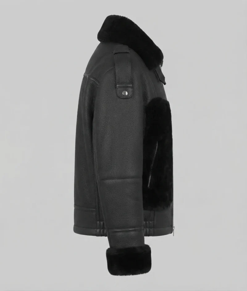 Women’s Black Shearling Leather Jacket (4)