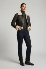 Women’s Brown Shearling Aviator Jacket