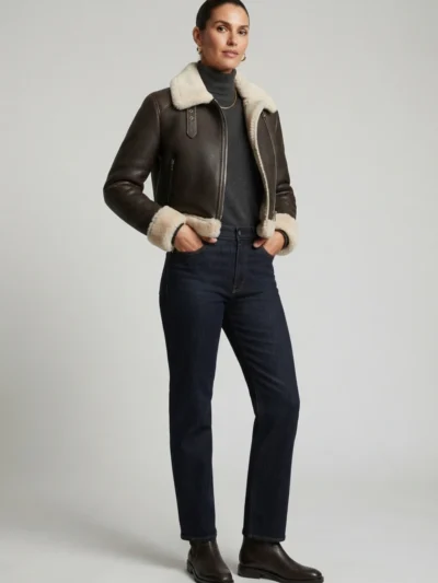 Women’s Brown Shearling Aviator Jacket