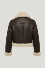 Women’s Brown Shearling Aviator Jacket back side