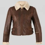 Women’s Brown Shearling Biker Jacket