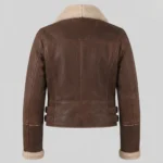 Women’s Brown Shearling Biker Jacket back