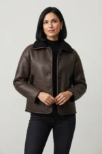 Womens Brown Shearling Leather Jacket