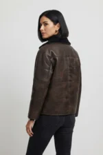 Womens Brown Shearling Leather Jacket (2)