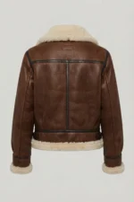 Womens Brown Shearling Leather Jacket back
