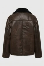 Womens Brown Shearling Leather Jacket back