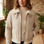 Women’s Cream Shearling Aviator Jacket