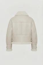 Women’s Cream Shearling Aviator Jacket back