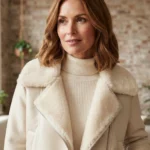 Women’s Ivory Shearling Biker Jacket