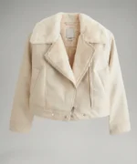 Women’s Ivory Shearling Biker Jacket
