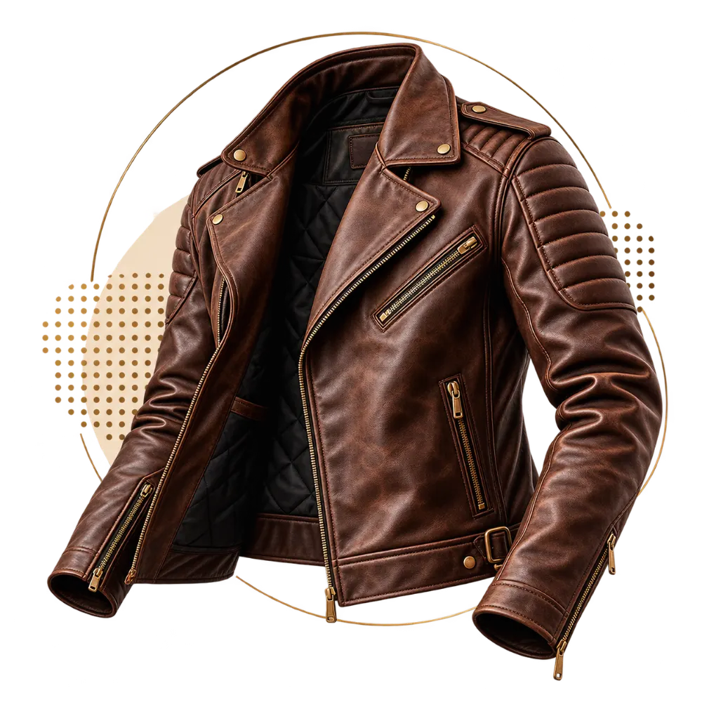 Premium Brown Leather Biker Jacket Premium Brown Leather Biker Jacket - the creative leather